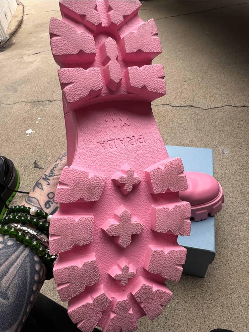 PRADA copy Pink Platform Chelsea Boots - Picture 3 of 5